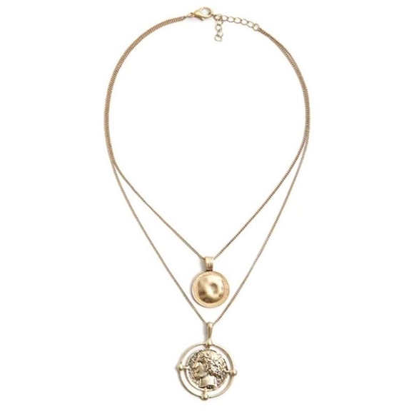 Gold Coin Face Layered Gold Fashion Necklace - Picture 4 of 12